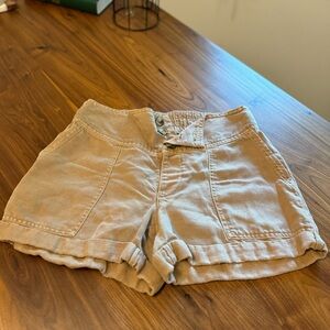 aerie High Waisted Tan Linen Shorts